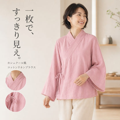 カシュクール風 コットンリネンブラウス 337