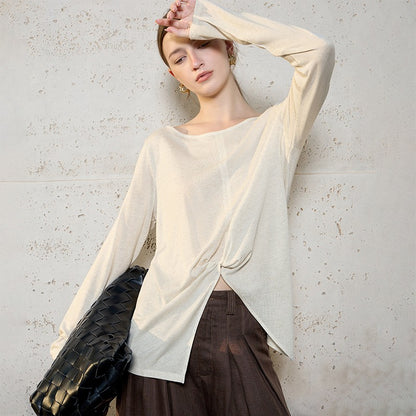テンセルリネン 2WAYカバーアップ｜ツイストヘム・エアリーロングスリーブ