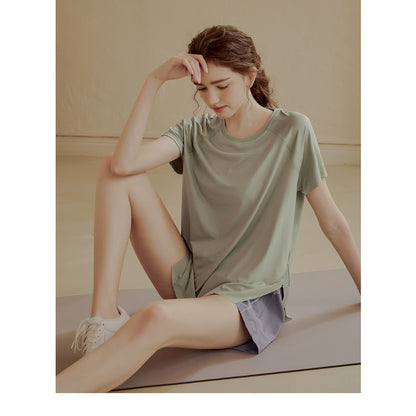 ルーズフィットヨガTシャツ レディース 半袖速乾スポーツトップス art988