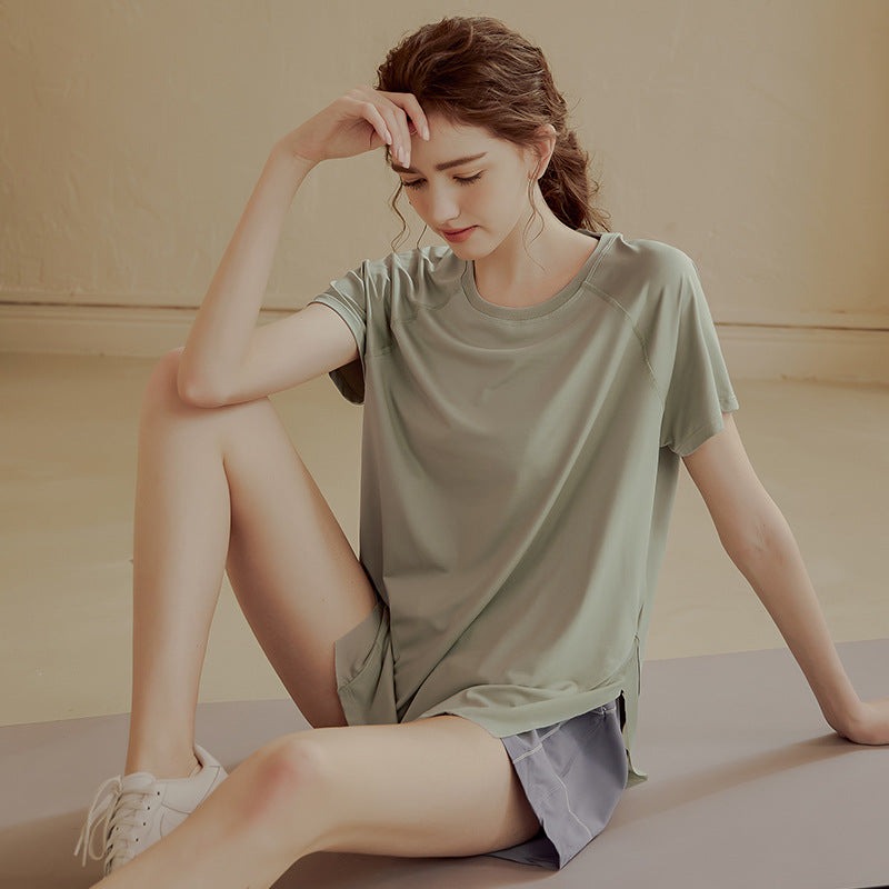 ルーズフィットヨガTシャツ レディース 半袖速乾スポーツトップス art988